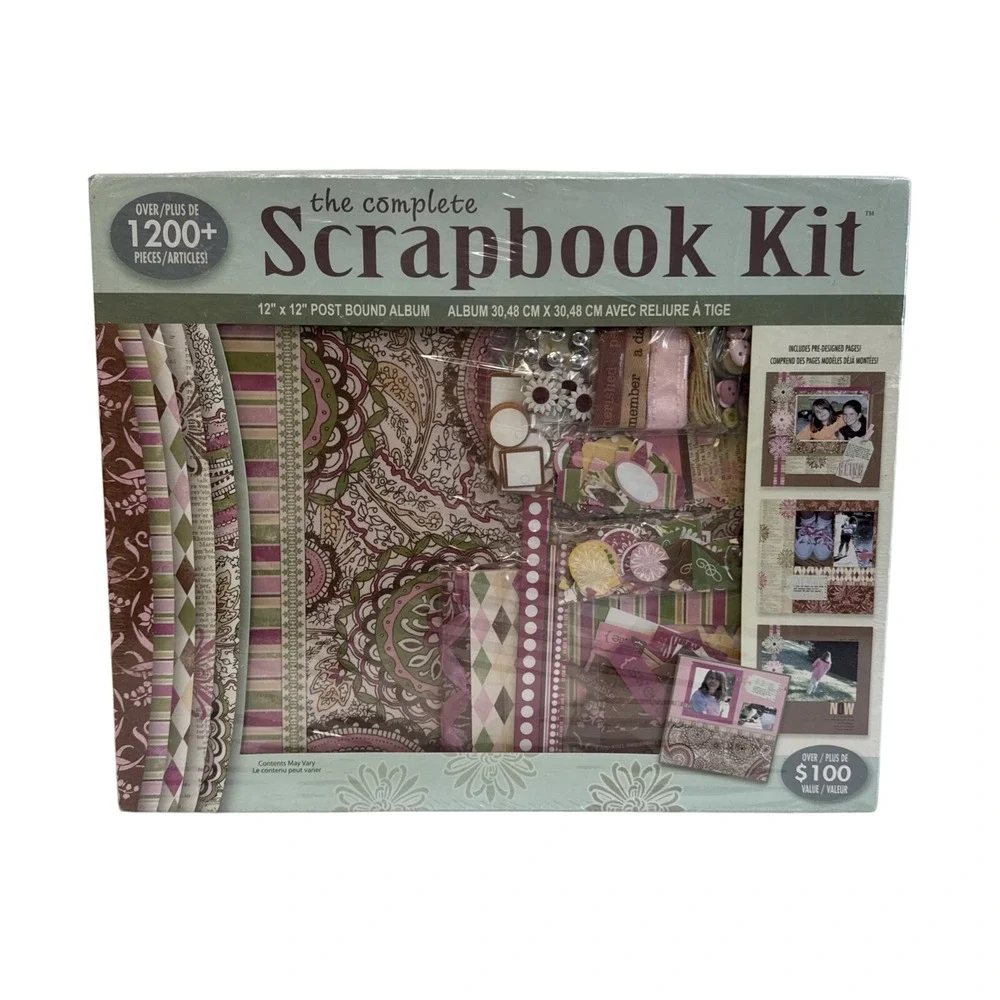 The Complete Scrapbook‎ Kit 12x12 Post Bound Album Over 1200 Pieces New